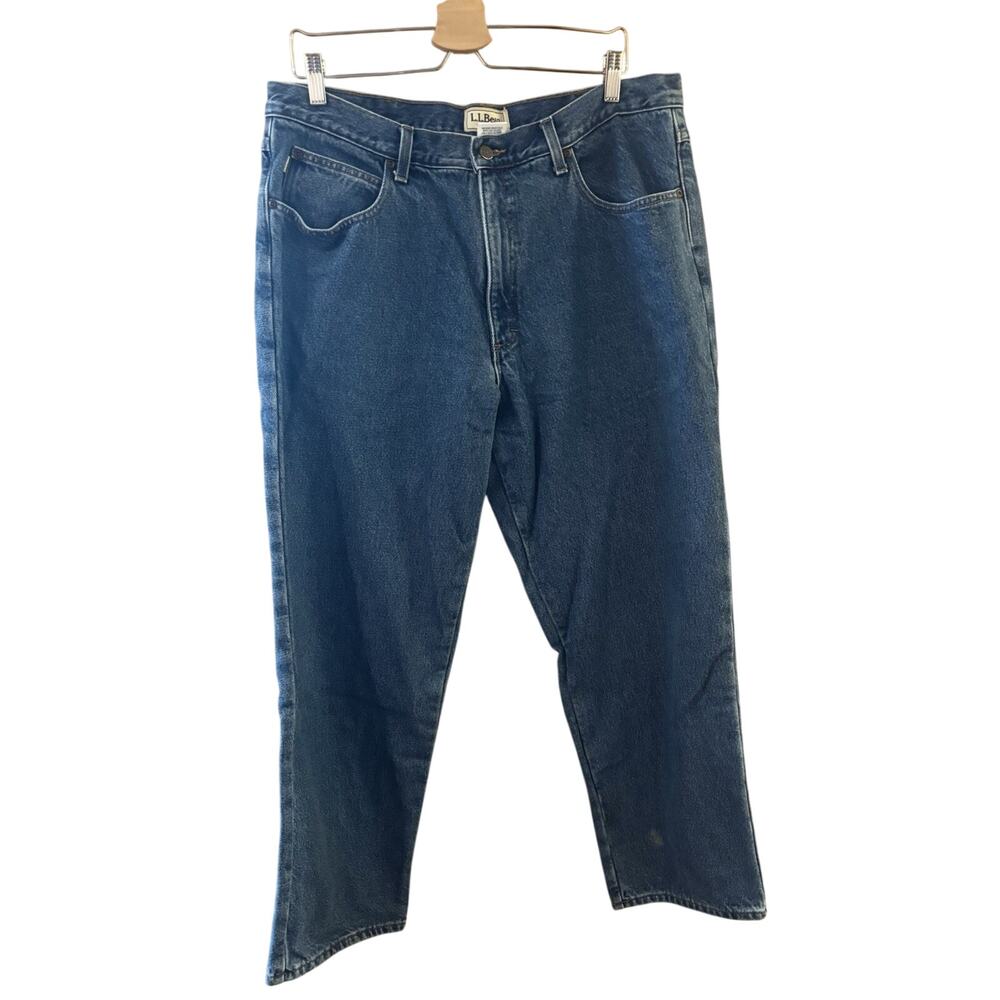 L L Bean Men Double L Flannel Lined Jeans Sz 37x30 Gorpcore Work Wear Outdoors